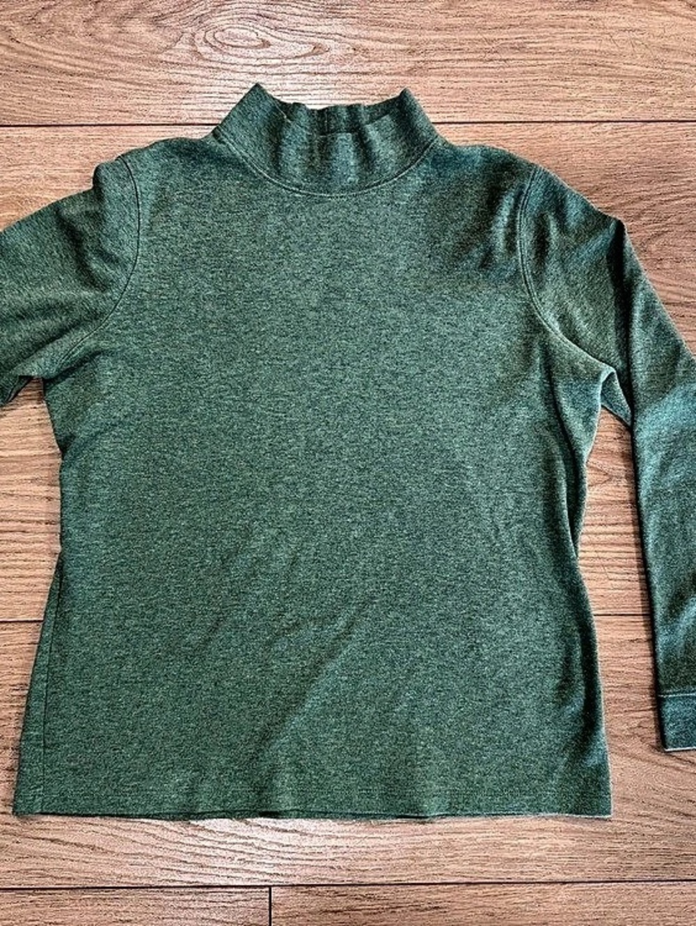 L.L. Bean Women’s L 100% Cotton Mock Neck Long Sleeve Top Green